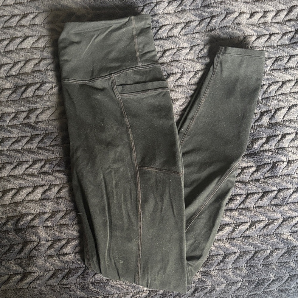 Athleta Black Leggings with Ankle Zipper Detail